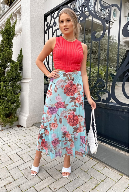 Saia Tule de Malha Bia Midi Feminina Lamour