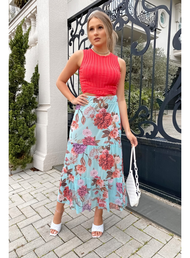 Saia Tule de Malha Bia Midi Feminina Lamour