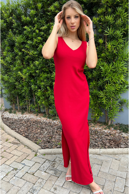 Regata Vestido Tecido Canelado Vestido Canelado Regata Longo