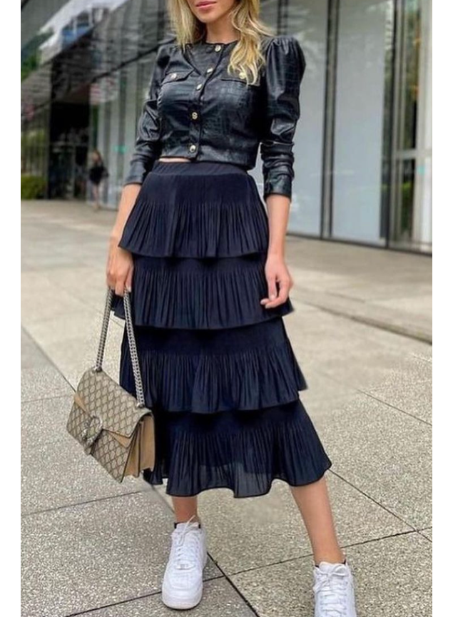 Skirt Saia Plissada Corino Saia Plissada Courino Rodada Elegância