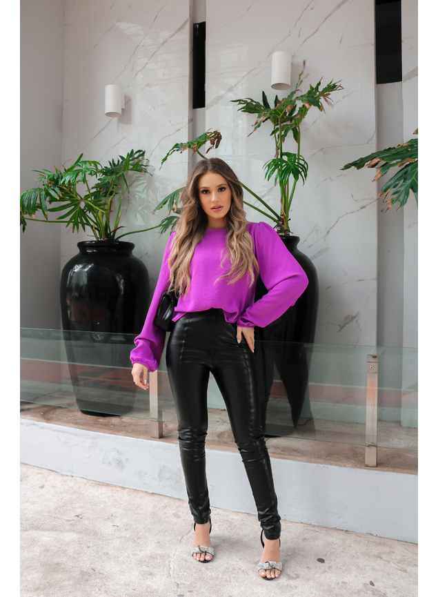 Calça Courino Peluciada Feminina Luara L amour